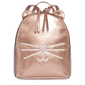 Rose Gold Kitty Cat Backpack Metallic Mini